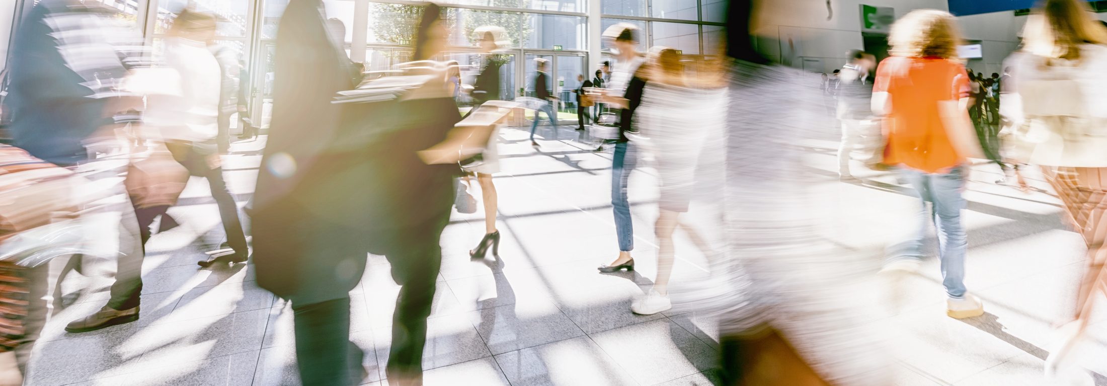 People in motion as a symbol for staffing and infrastructure